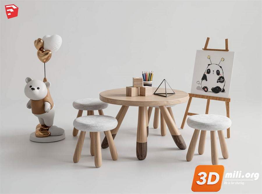 Kid's table and chairs Skp Files 